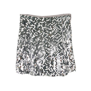 Rövid, modern szoknya ezüst színű flitterekkel