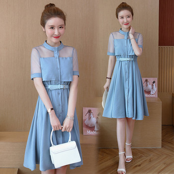 Női alkalmi ruha több színben, rövid ujjal