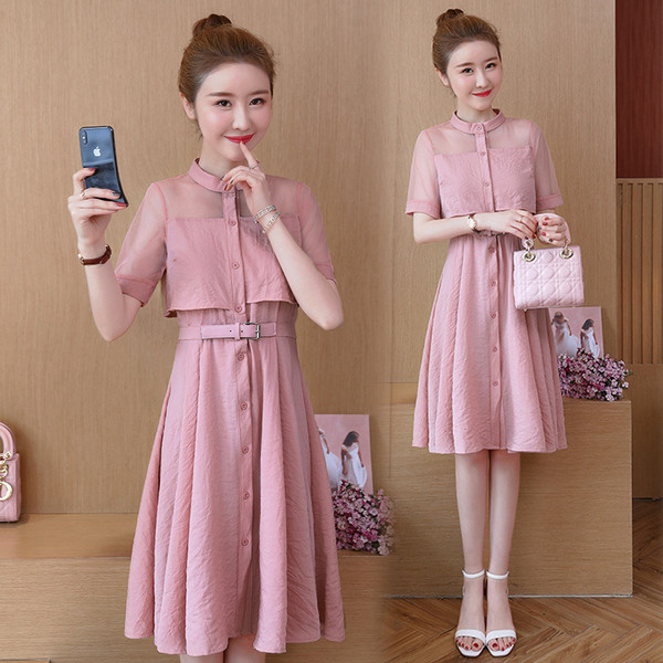 Női alkalmi ruha több színben, rövid ujjal