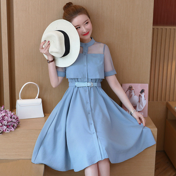 Női alkalmi ruha több színben, rövid ujjal