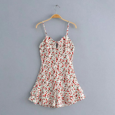 Virágmintás, vékony pántos női overall