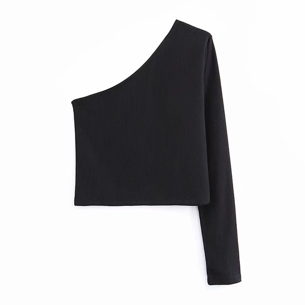 Bluza de dama cu o maneca de culoare neagra