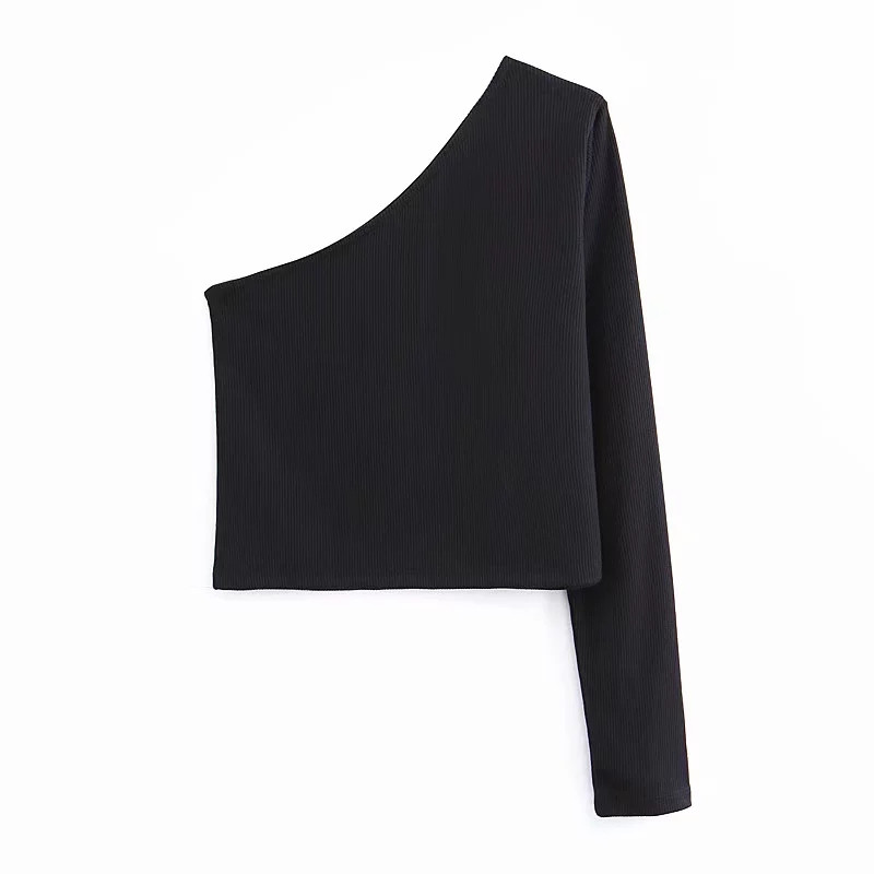 Bluza de dama cu o maneca de culoare neagra