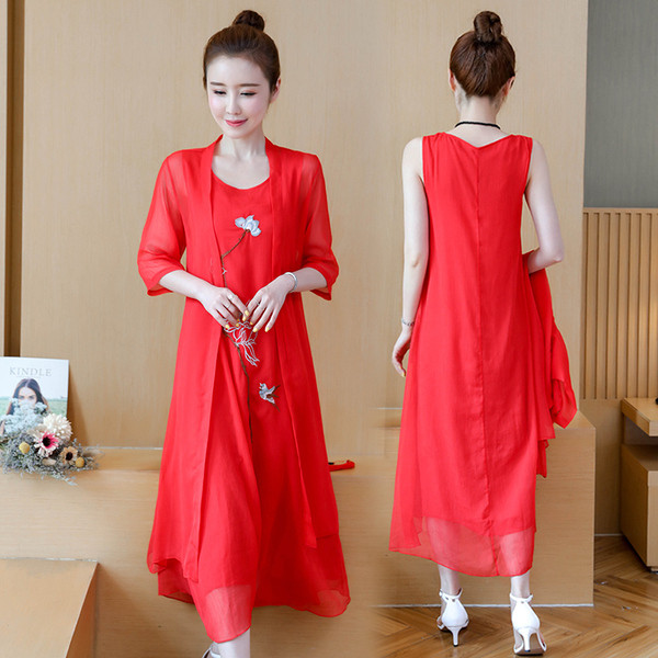 Alkalmi női ruha három színben hímzéssel