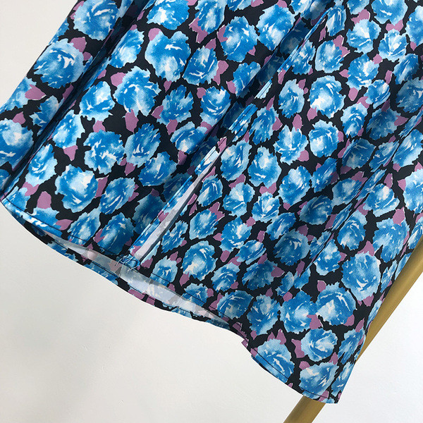 Fusta lunga de dama cu fanta si model floral