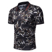 Alkalmi férfi póló klasszikus gallérral, fekete színben