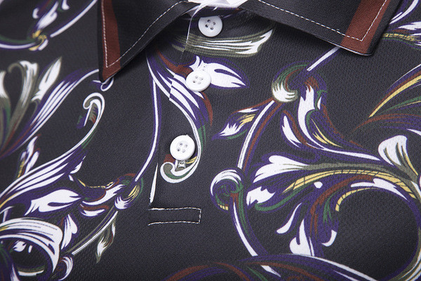 Alkalmi férfi póló klasszikus gallérral, fekete színben