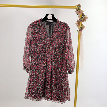 Rövid női tüll ruha virágmintával