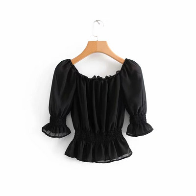 Bluza de dama cu dantela de culoare neagra