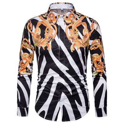 Elegáns férfi ing hosszú ujjal és klasszikus gallérral