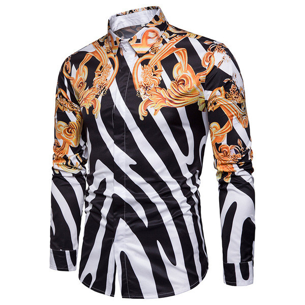 Elegáns férfi ing hosszú ujjal és klasszikus gallérral