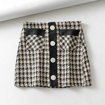 Női szoknya gombokkal, magas derékkal