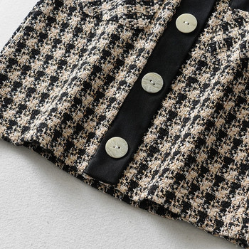 Női szoknya gombokkal, magas derékkal