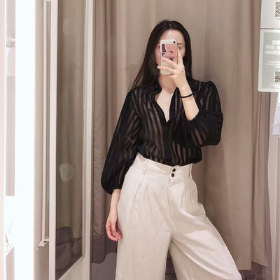 Elegáns női sifon ing és klasszikus gallér