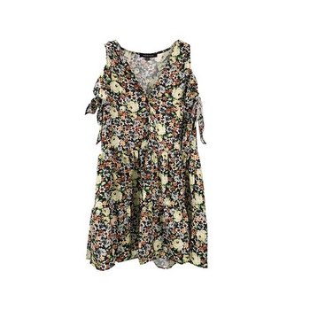 Rövid ruha csupasz váll és virágmintás