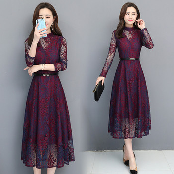 Stílusos női hosszú ruha két színben, hosszú ujjal