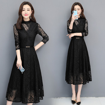 Stílusos női hosszú ruha két színben, hosszú ujjal