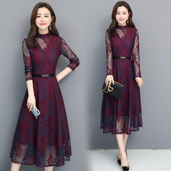 Stílusos női hosszú ruha két színben, hosszú ujjal