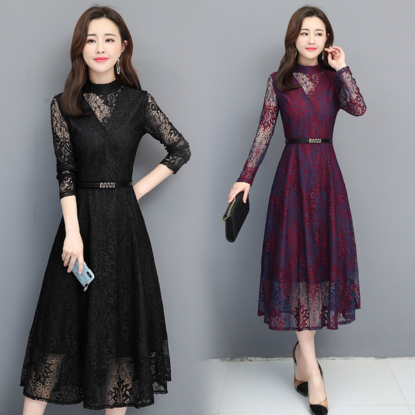 Stílusos női hosszú ruha két színben, hosszú ujjal