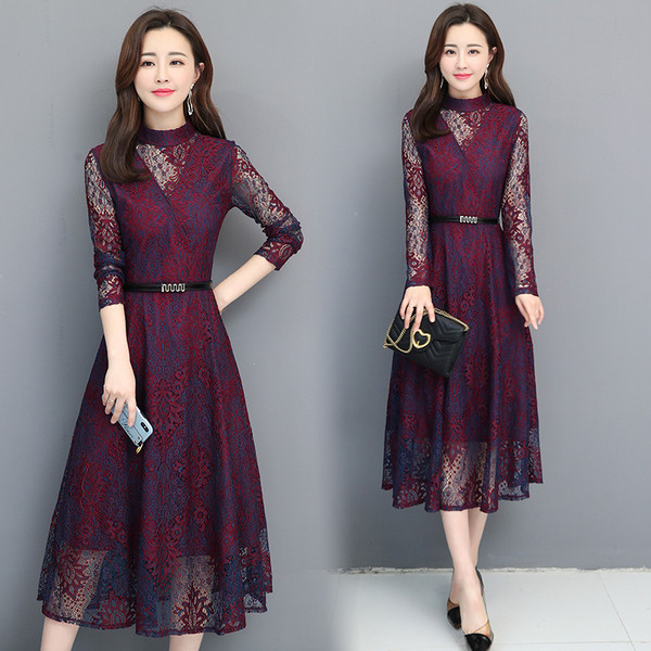 Stílusos női hosszú ruha két színben, hosszú ujjal