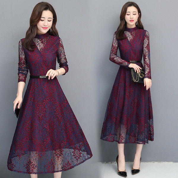 Stílusos női hosszú ruha két színben, hosszú ujjal