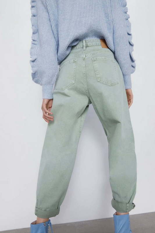 Női farmer világoszöld és bézs színben