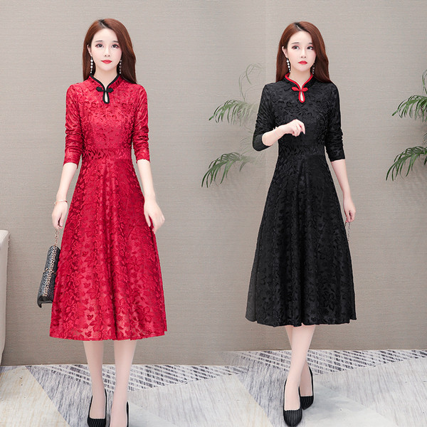 Női modern csipkeruha két színben