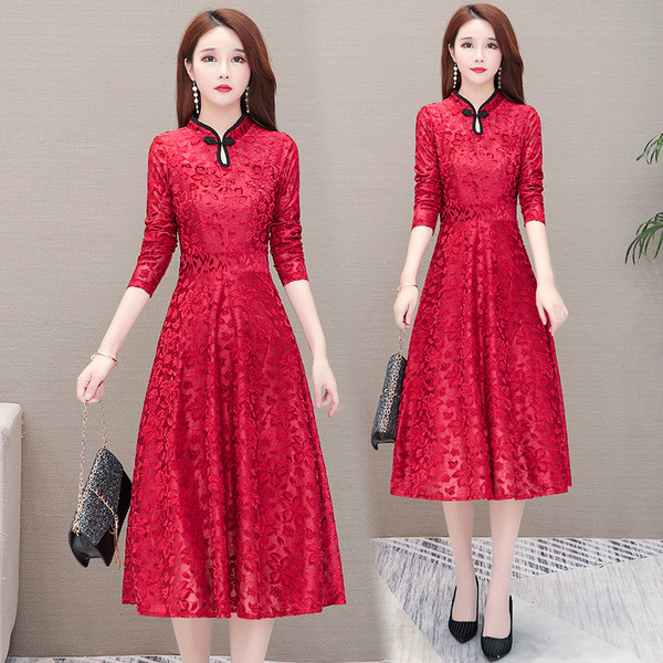 Női modern csipkeruha két színben