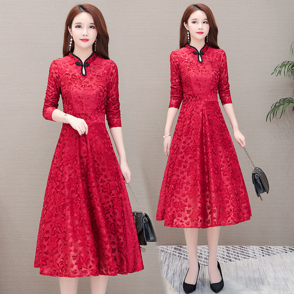 Női modern csipkeruha két színben