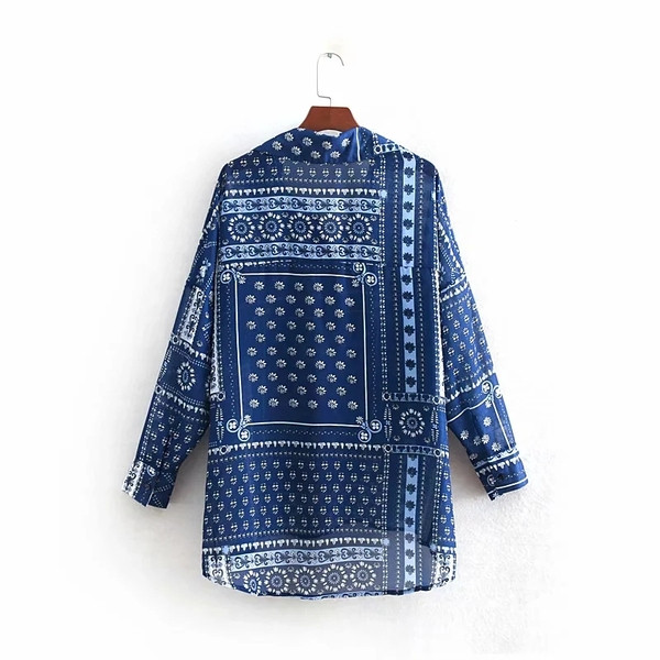 Női ing színes motívummal - aszimmetrikus mintával