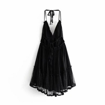 Rochie de dama din dantela cu bretele subtiri in doua culori