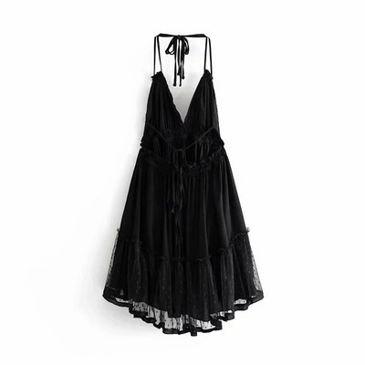 Rochie de dama din dantela cu bretele subtiri in doua culori