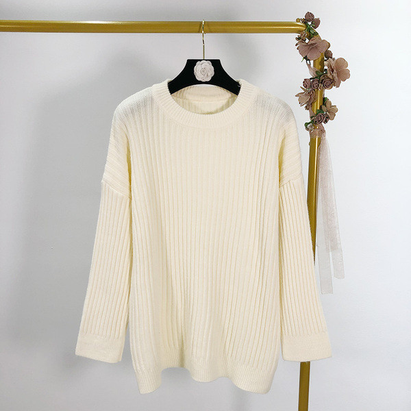 Női alkalmi pulóver és ovális nyakkivágás három színben