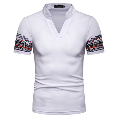 Alkalmi férfi póló V-nyakkal, több színben