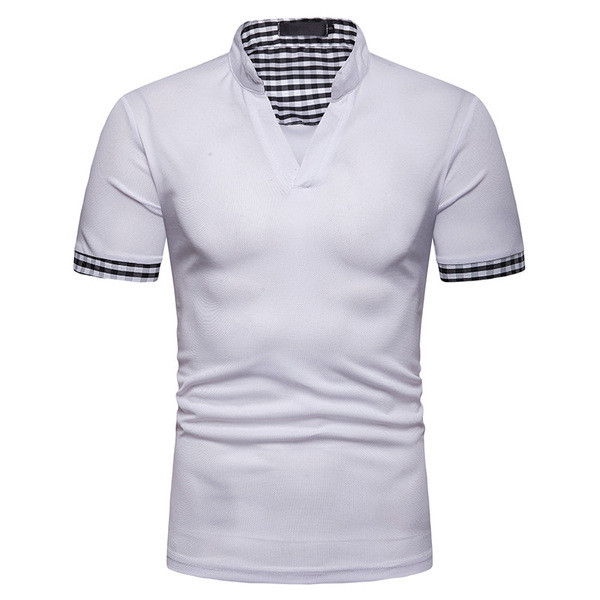 Alkalmi férfi póló V-nyakkal, több színben
