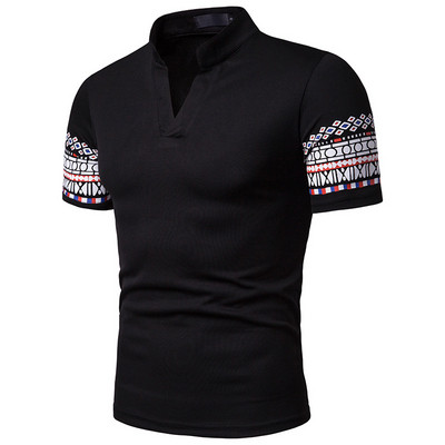 Alkalmi férfi póló rövid ujjal és V-nyakú több színben