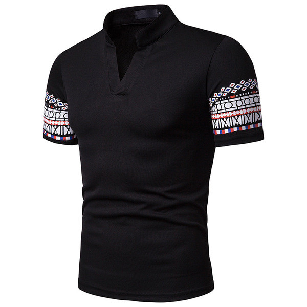 Alkalmi férfi póló rövid ujjal és V-nyakú több színben