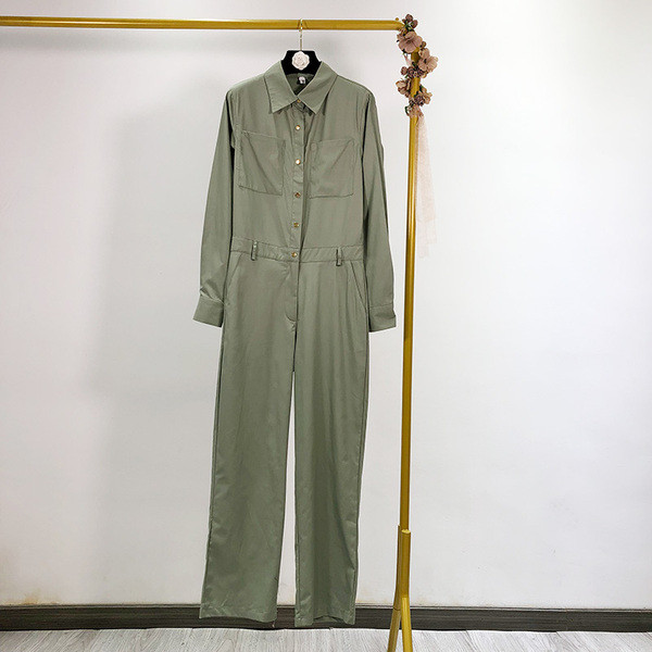 Salopetă lungă casual cu nasturi și buzunare