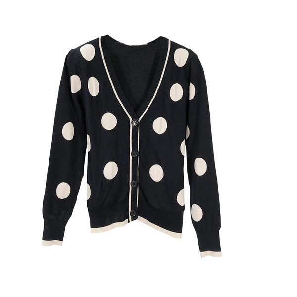 Női alkalmi mellény fekete színben, fehér pöttyökkel