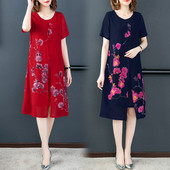 Két színben virágmintás női alkalmi ruha