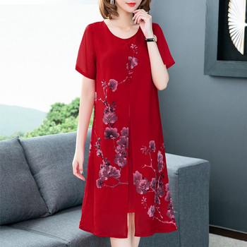 Két színben virágmintás női alkalmi ruha