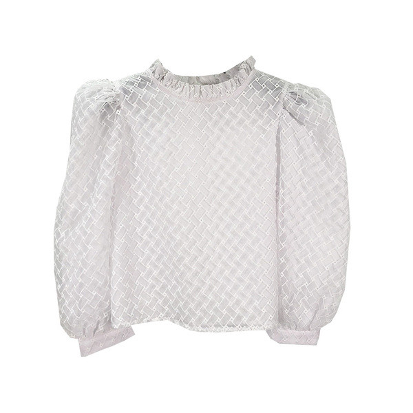 Bluză de damă elegantă din tul de culoare albă