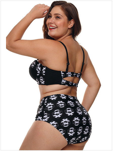 Kétrészes női fürdőruha magas derékkal, fekete színben
