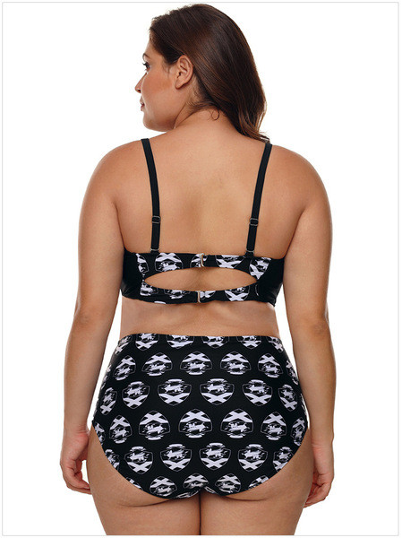 Kétrészes női fürdőruha magas derékkal, fekete színben