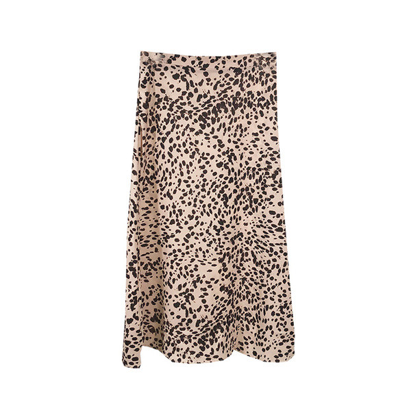 Fusta de dama lunga de culoare roz cu puncte negre