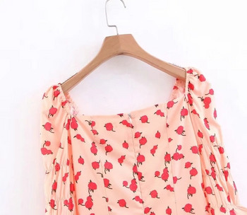 Rochie de dama cu maneca scurta si colorata dreapta - culoare roz