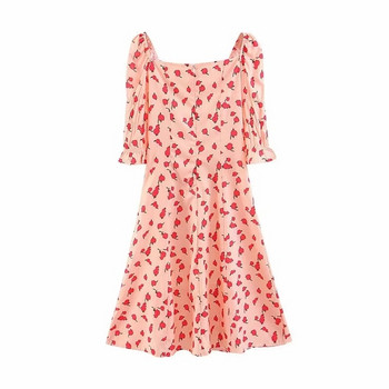 Rochie de dama cu maneca scurta si colorata dreapta - culoare roz