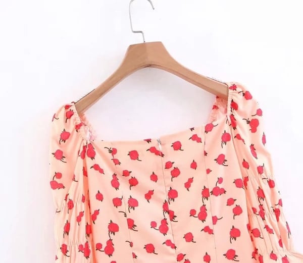 Rochie de dama cu maneca scurta si colorata dreapta - culoare roz