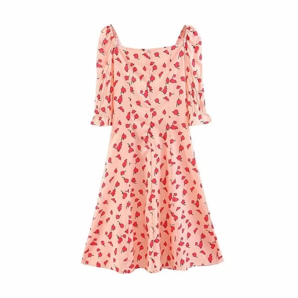 Rochie de dama cu maneca scurta si colorata dreapta - culoare roz