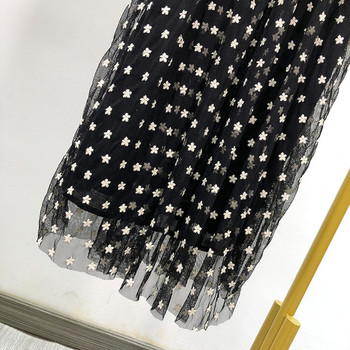 Rochie lunga cu bretele subtiri cu puncte negre